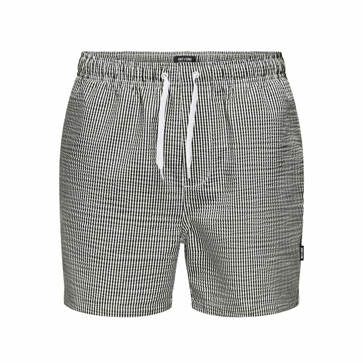 Ανδρικά Μαγιό Only & Sons Onsted Stripe Seersucker Λευκό Μαύρο
