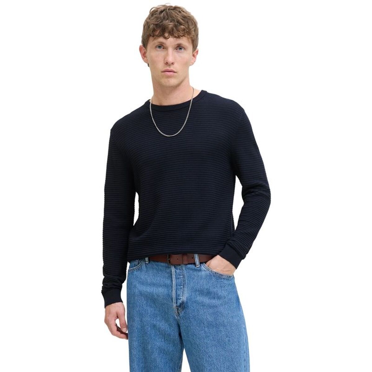 Ανδρικό Φούτερ χωρίς Κουκούλα Jack & Jones Jjotto Knit Crew Neck Sky Ναυτικό Μπλε
