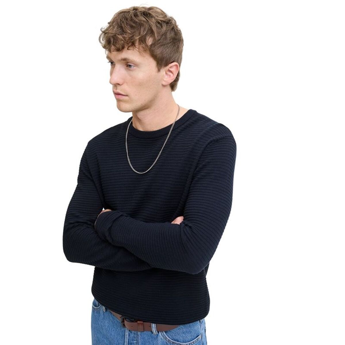Ανδρικό Φούτερ χωρίς Κουκούλα Jack & Jones Jjotto Knit Crew Neck Sky Ναυτικό Μπλε
