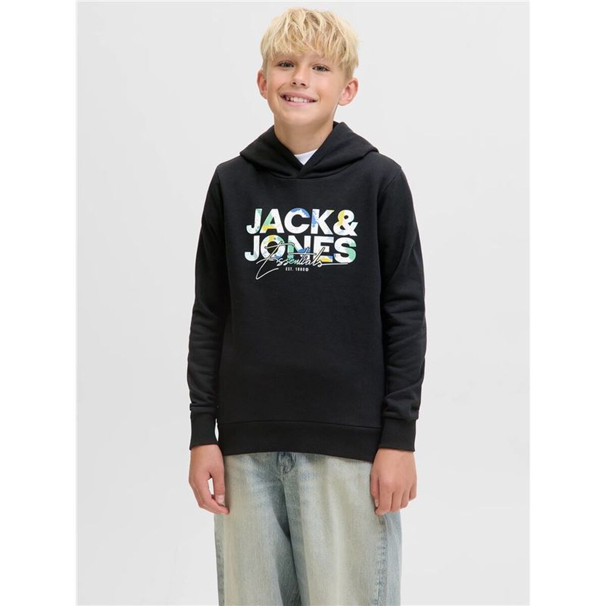 Παιδικό Φούτερ με Κουκούλα Jack & Jones Jjgeplas Μαύρο