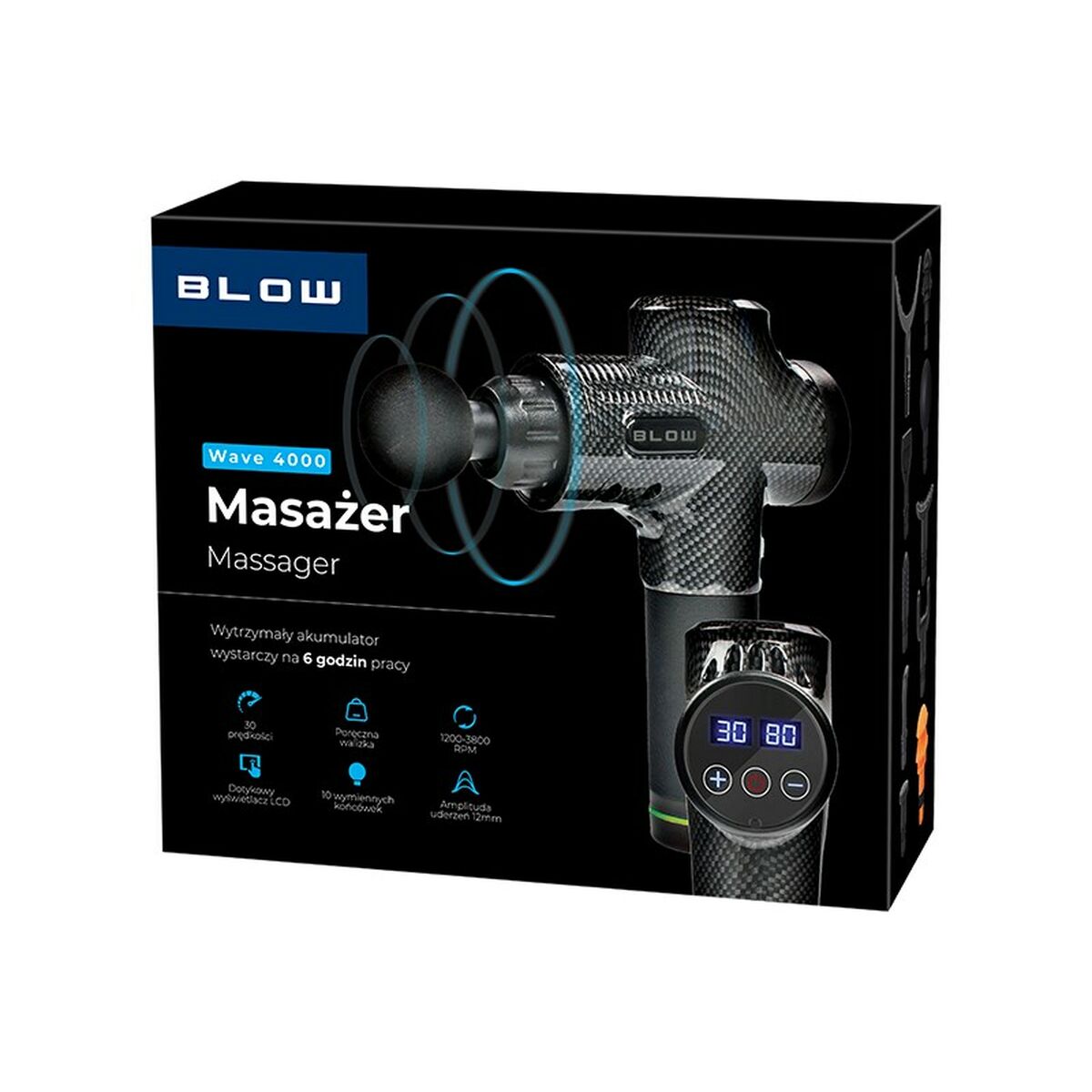 Ηλεκτρική Συσκευή για Μασάζ Χειρός Blow Wave 4000 Μαύρο Γκρι 2200 mAh