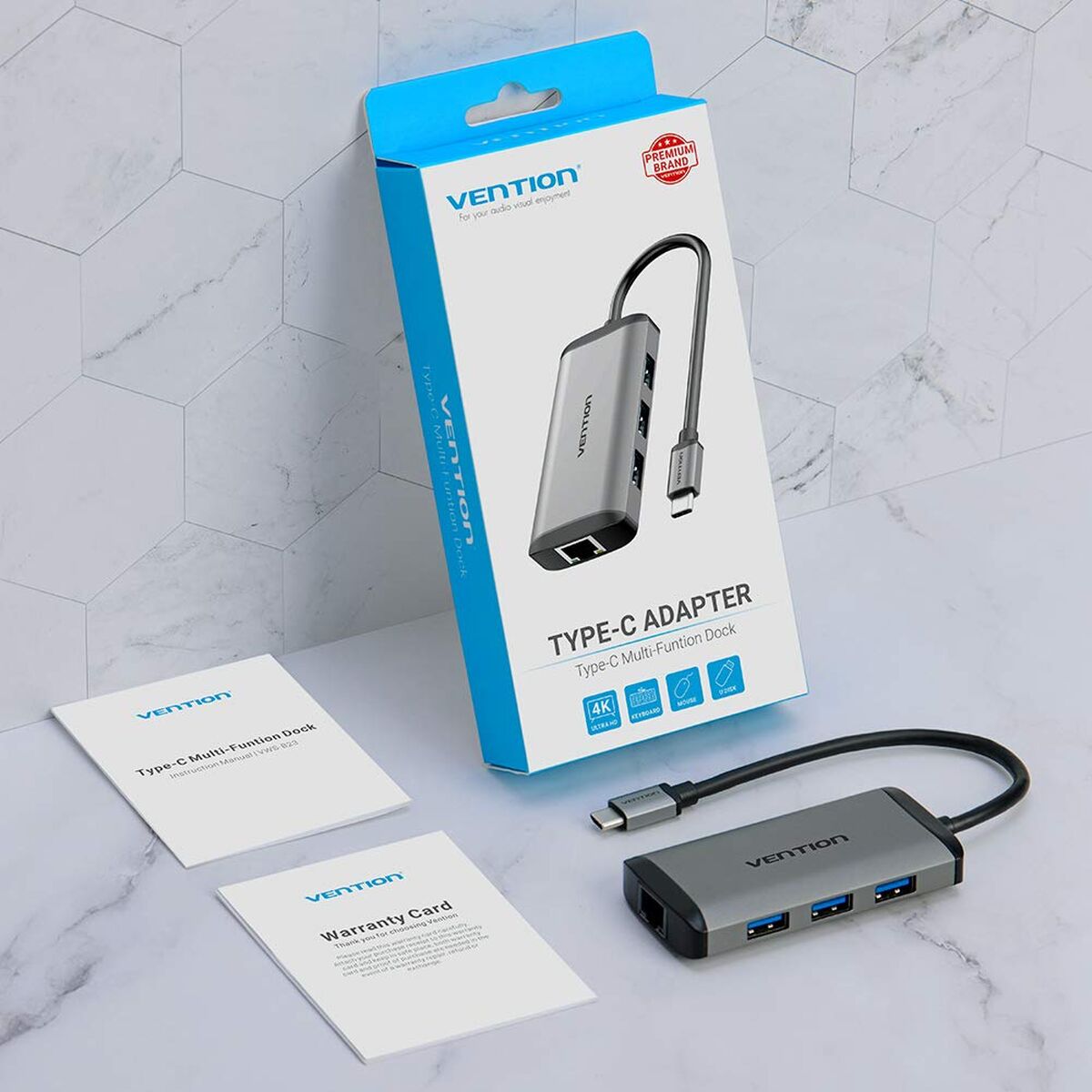 USB Hub Vention CNCHB Μαύρο Γκρι