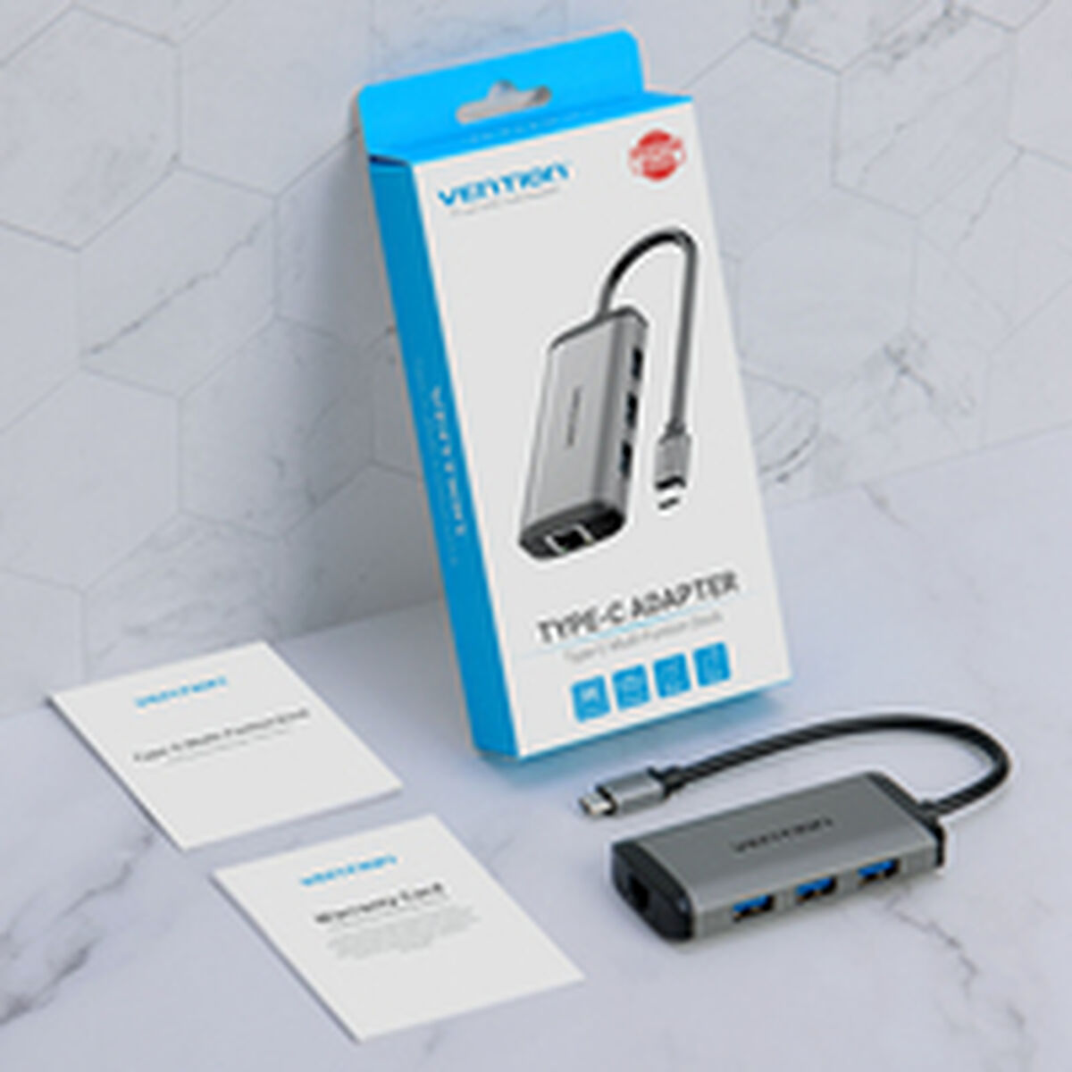 USB Hub Vention CNCHB Μαύρο Γκρι