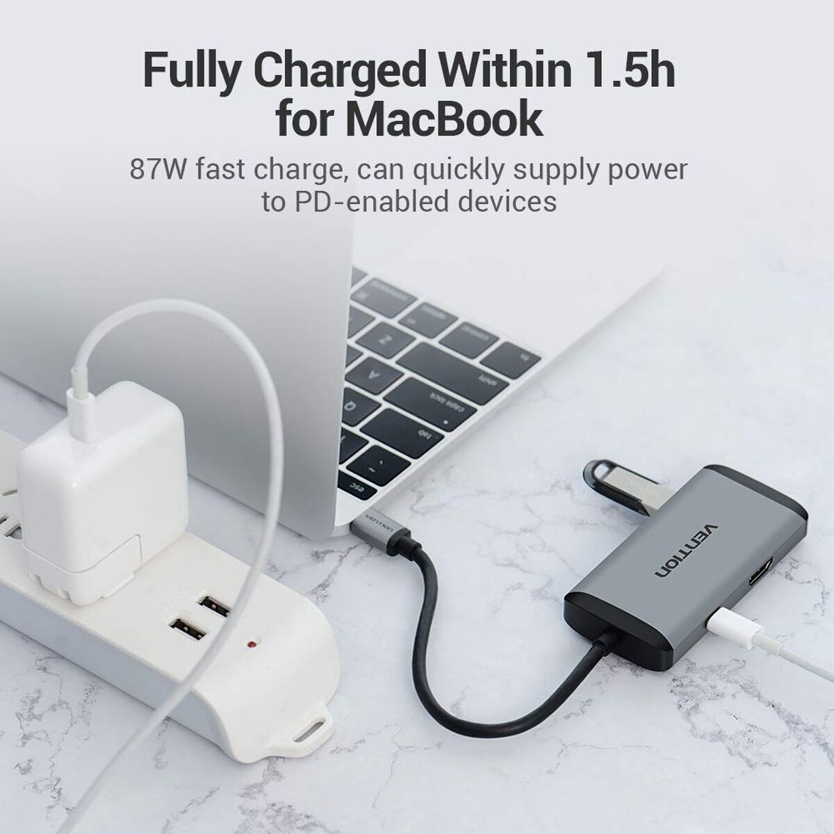 USB Hub Vention CNCHB Μαύρο Γκρι