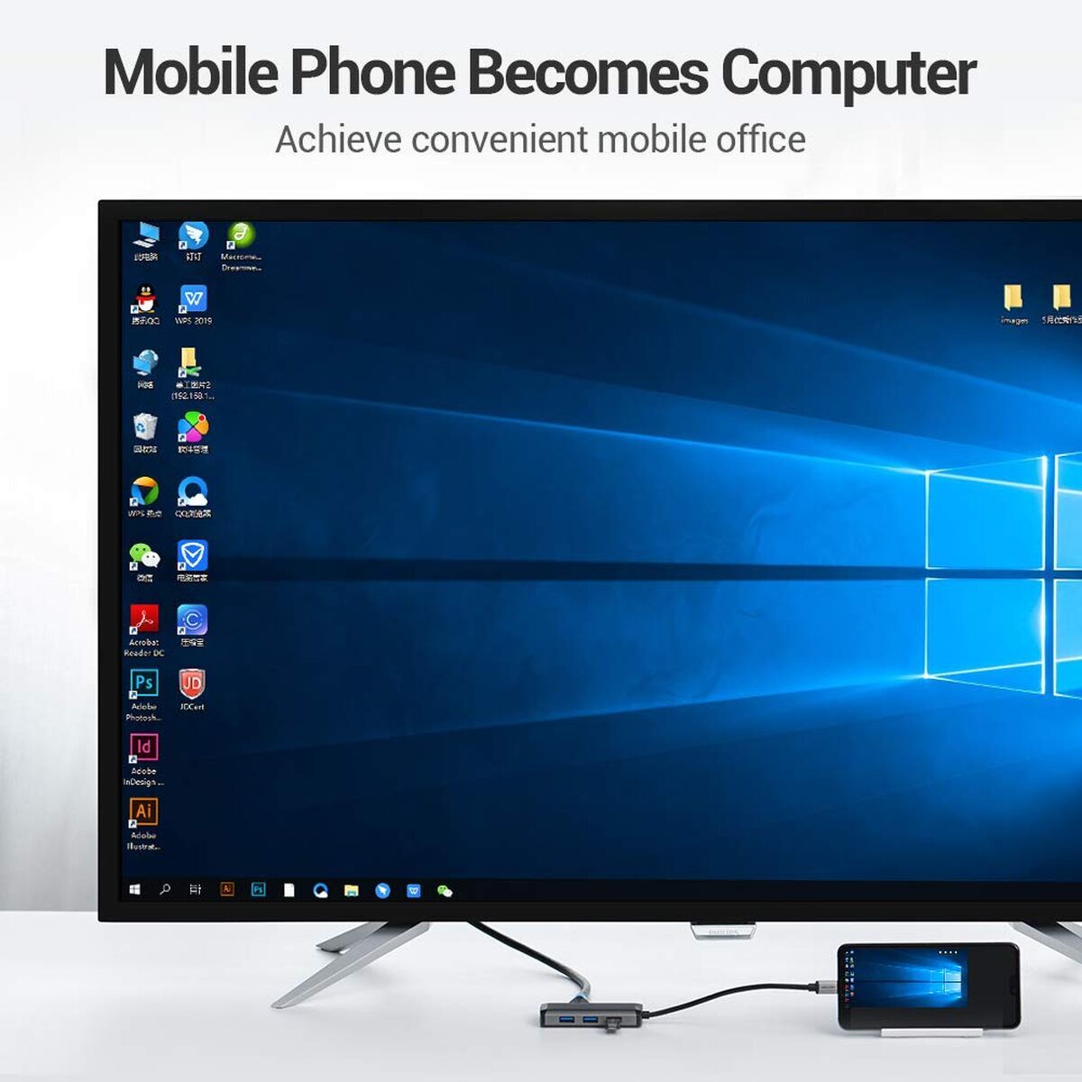 USB Hub Vention CNCHB Μαύρο Γκρι