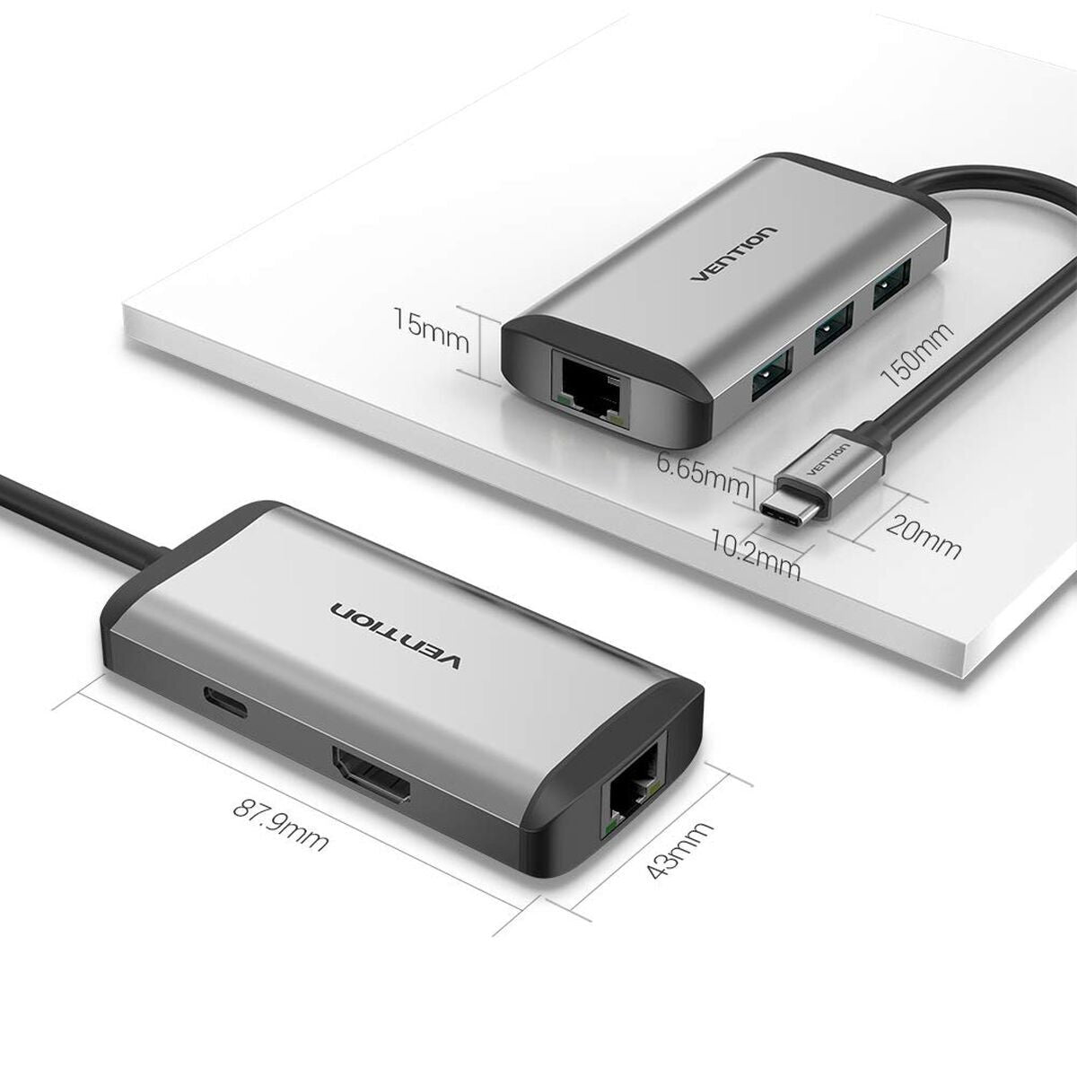 USB Hub Vention CNCHB Μαύρο Γκρι