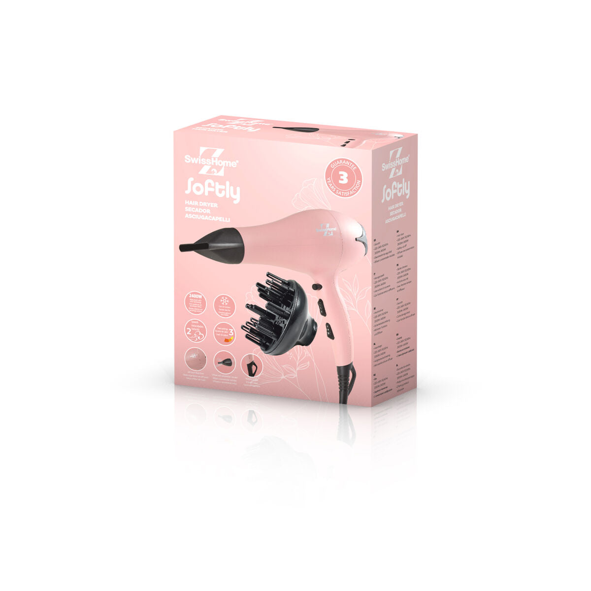 Πιστολάκι SwissHome Softly Ροζ 2400 W