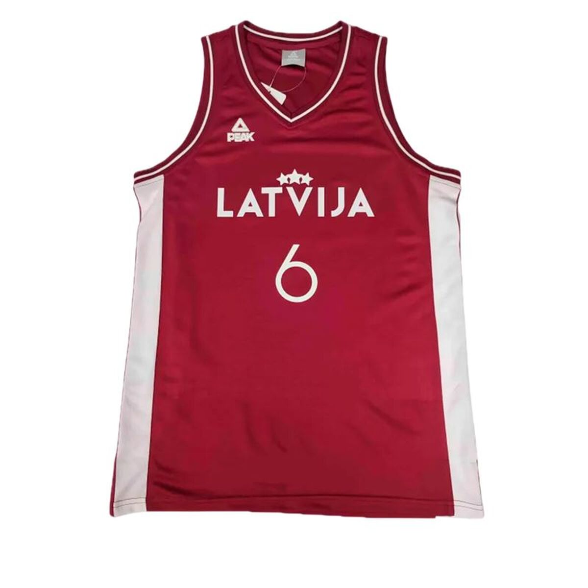 Μπλουζάκι μπάσκετ Peak Latvija 6 - Porzingis Λευκό Καφέ