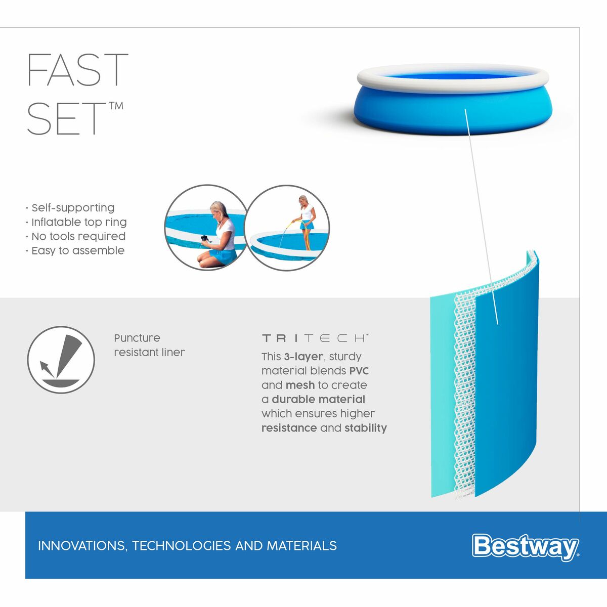 Φουσκωτή Πισίνα Bestway Μπλε 940 L 183 X 51 cm