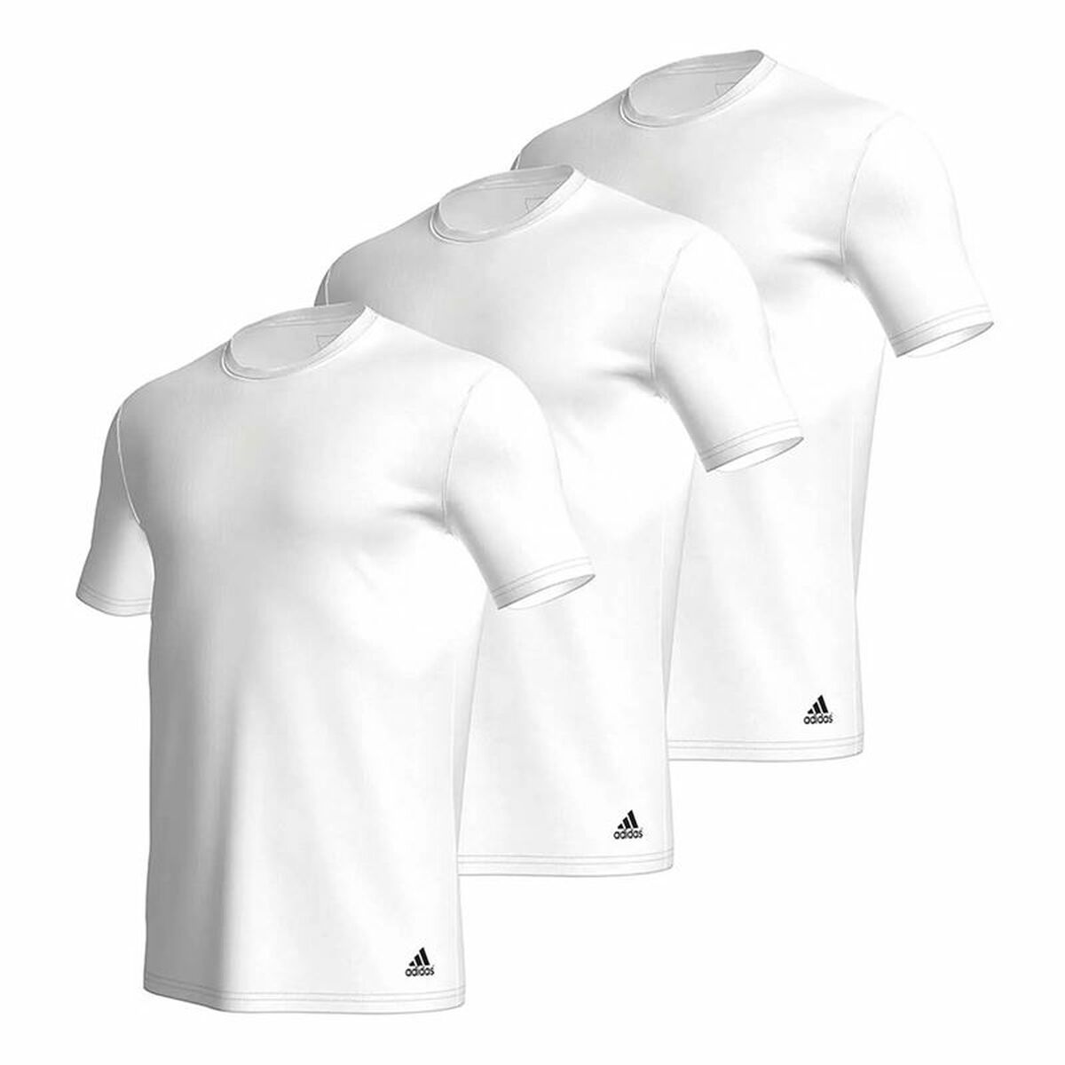Ανδρική Μπλούζα με Κοντό Μανίκι Adidas Ss Tee Crew Active Core Cotton Λευκό 3 Μονάδες