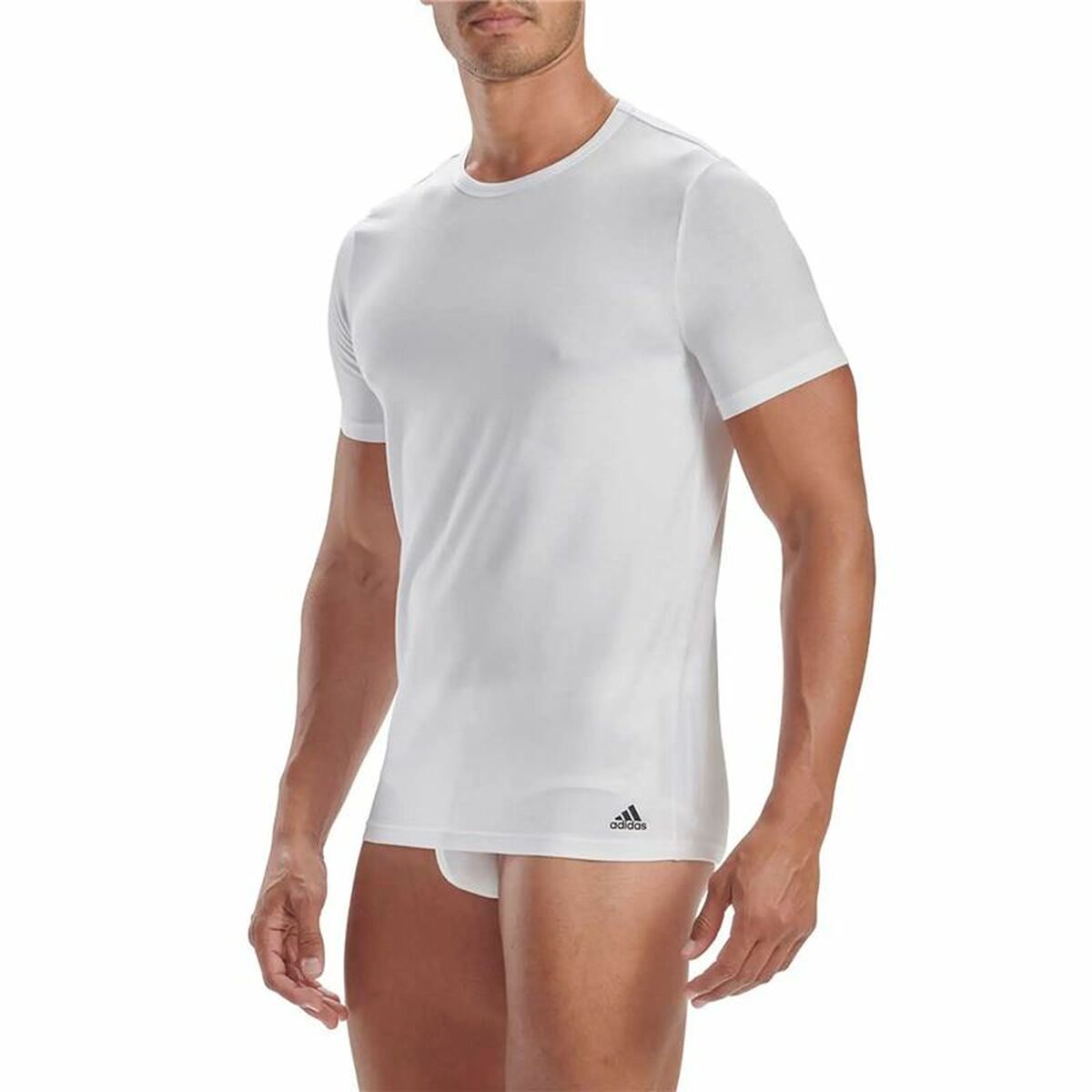 Ανδρική Μπλούζα με Κοντό Μανίκι Adidas Ss Tee Crew Active Core Cotton Λευκό 3 Μονάδες