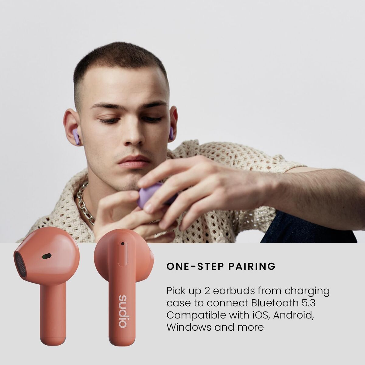 Ακουστικά in Ear Bluetooth Sudio A1 True Wireless Πορτοκαλί