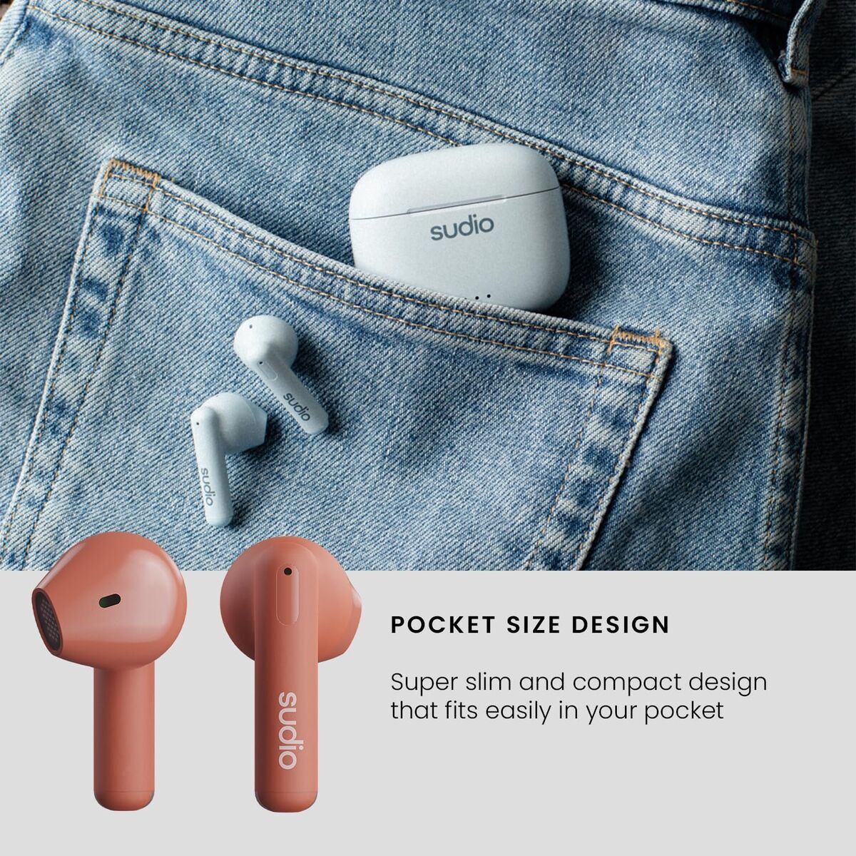 Ακουστικά in Ear Bluetooth Sudio A1 True Wireless Πορτοκαλί