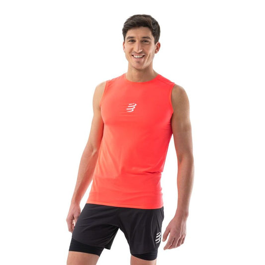 Αμάνικο Ανδρικό Μπλουζάκι Compressport Trail Racing Salmon