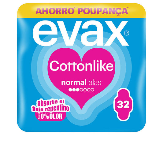 Κανονικές Σερβιέτες Με Φτερά Evax COTTONLIKE 32 Μονάδες