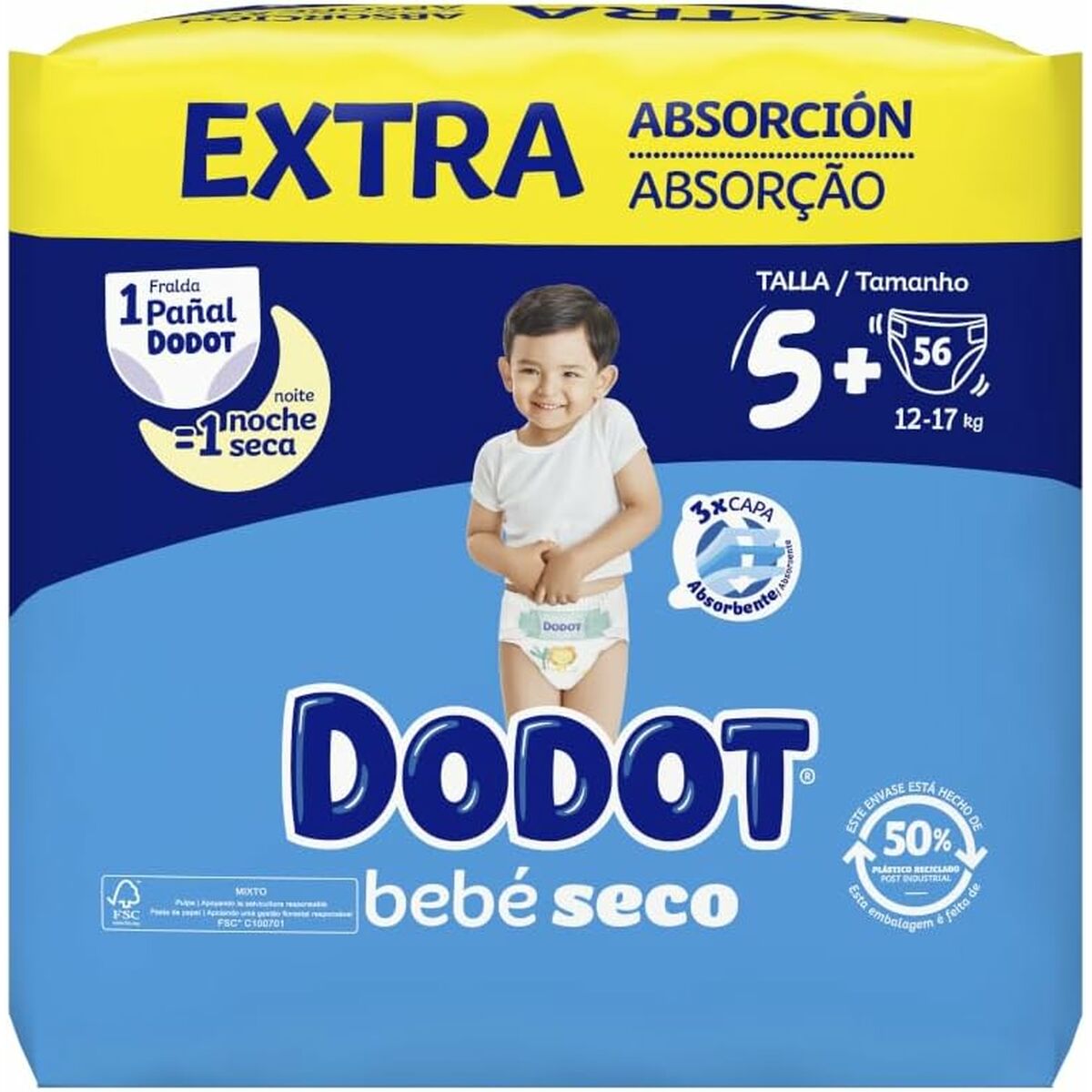 Πανάκια μιας χρήσης Dodot Etapas Extra 5 12-17 kg (x 56)