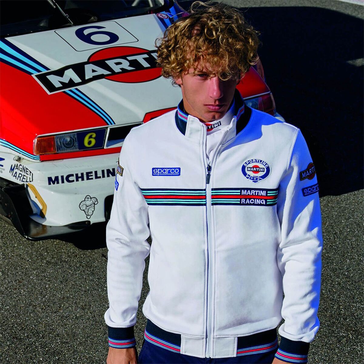 Ανδρικό Φούτερ χωρίς Κουκούλα Sparco MARTINI-R Λευκό
