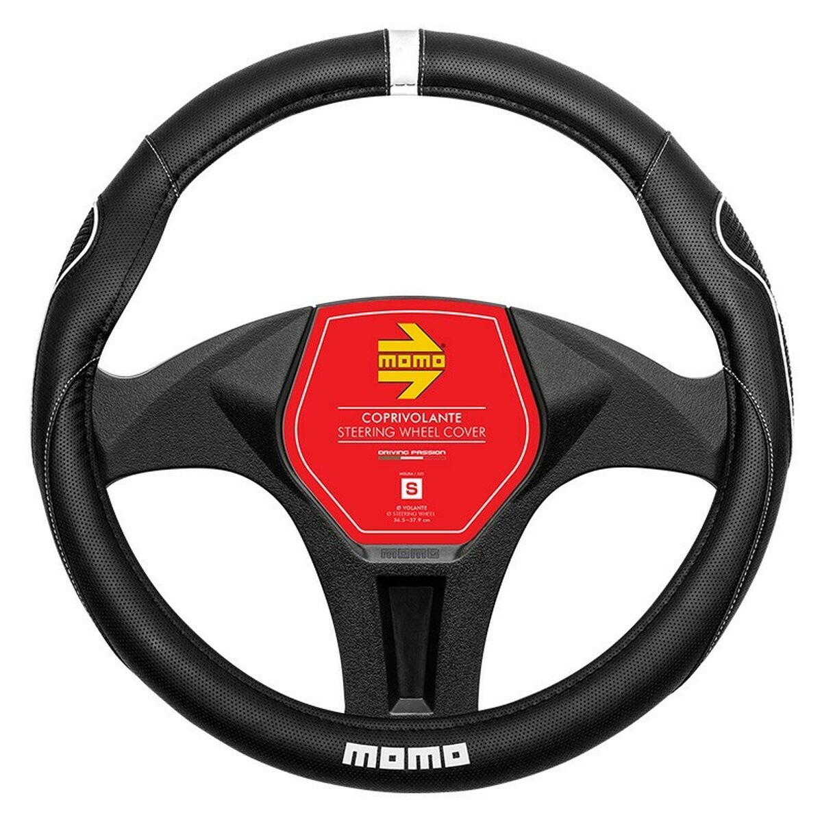 Καλύμμα Τιμονιού MOMO MOMLSWC014BWS Μαύρο/Λευκό Ø 36 cm