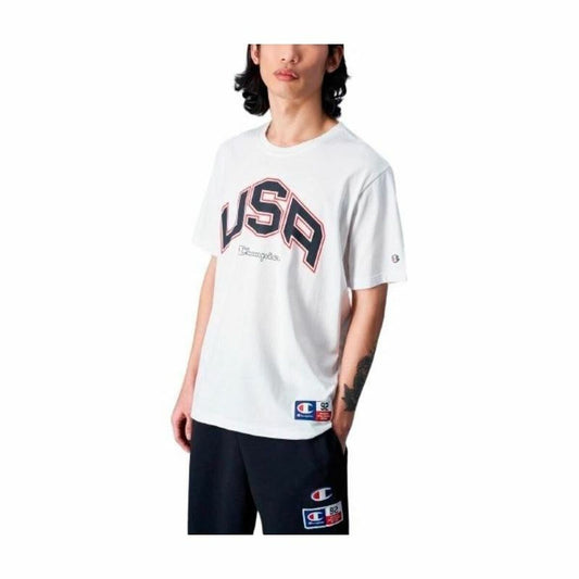 Ανδρική Μπλούζα με Κοντό Μανίκι Champion Crewneck Λευκό