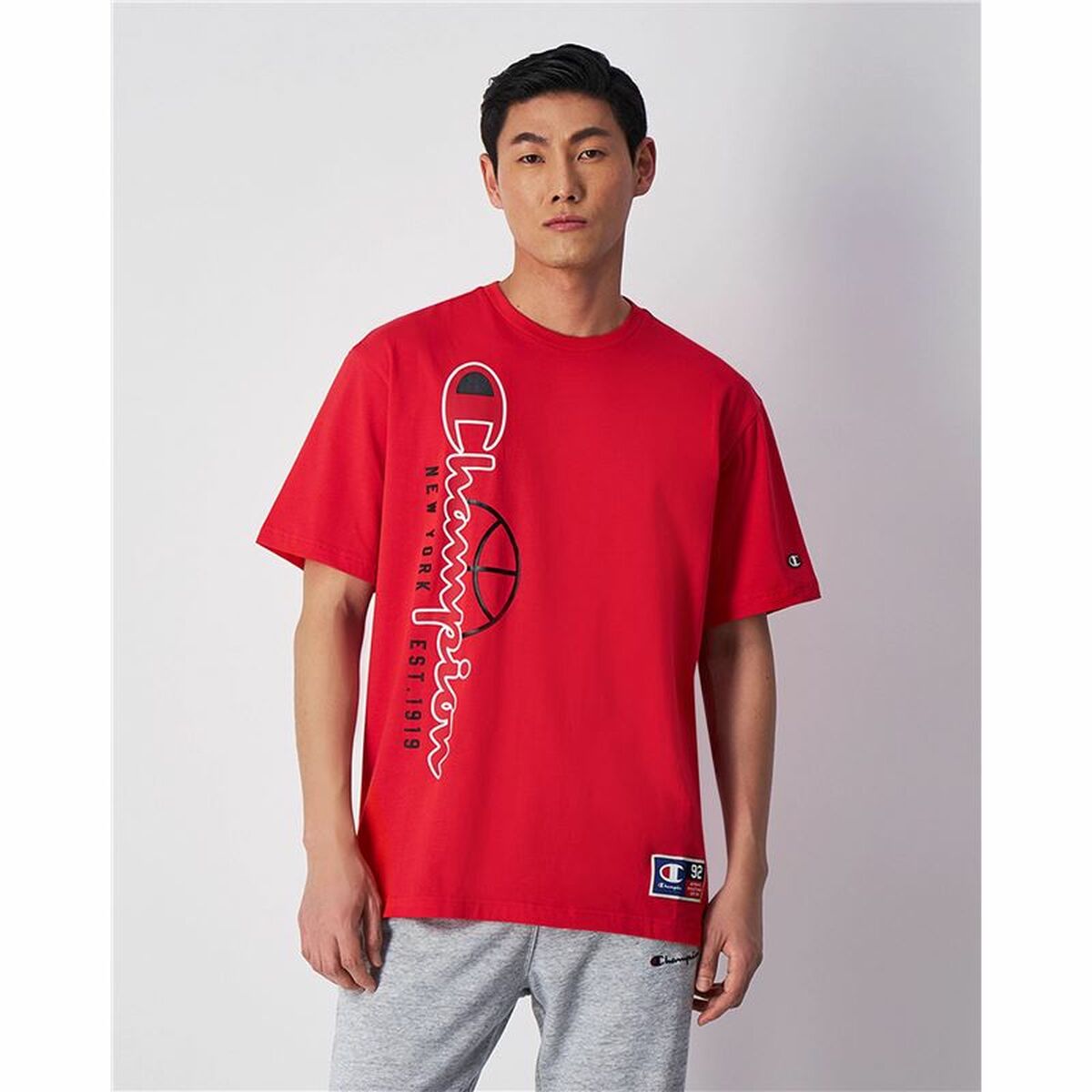 Ανδρική Μπλούζα με Κοντό Μανίκι Champion Crewneck Κόκκινο