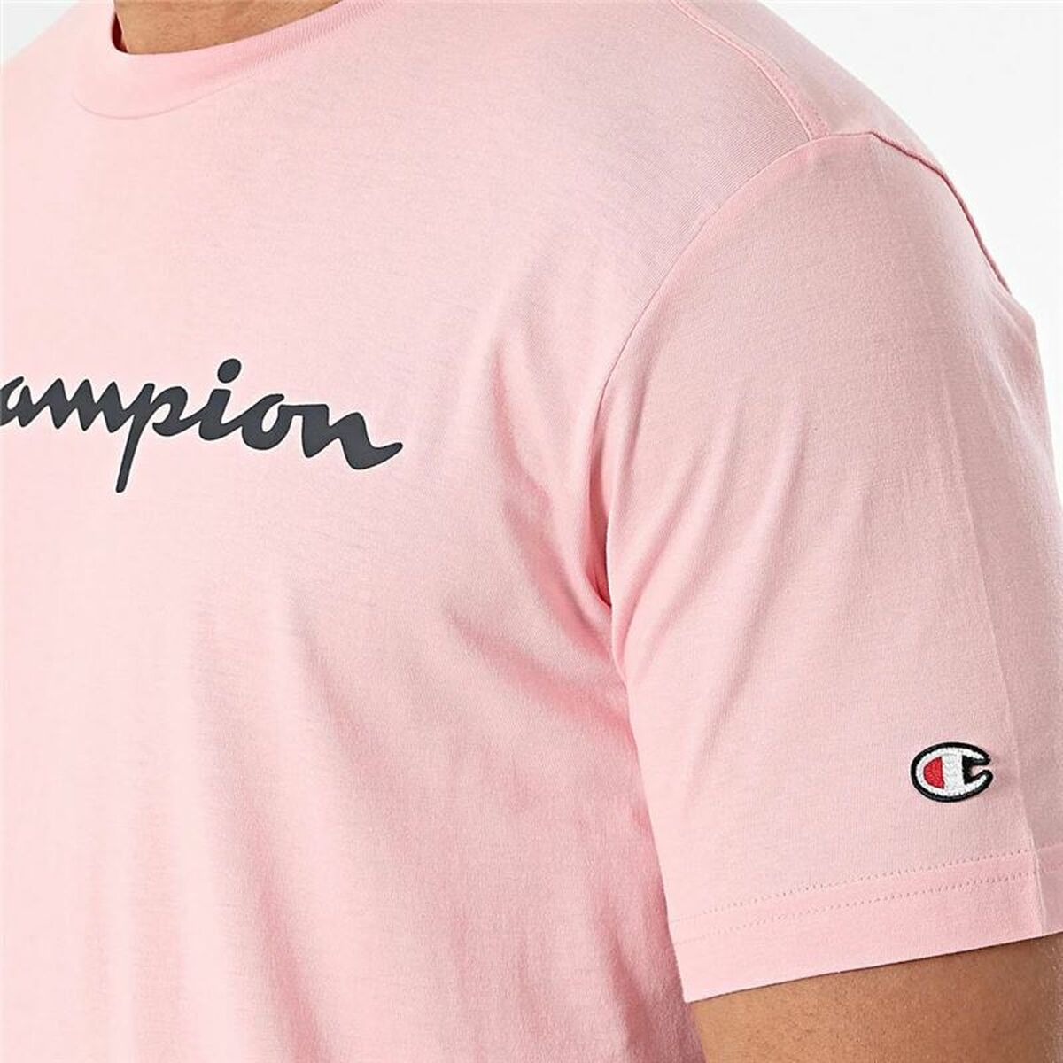 Ανδρική Μπλούζα με Κοντό Μανίκι Champion Crewneck Ροζ
