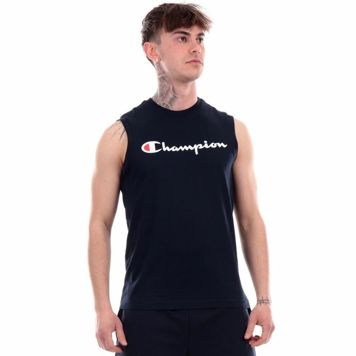Kοντομάνικο Aθλητικό Mπλουζάκι Champion Crewneck  Μαύρο