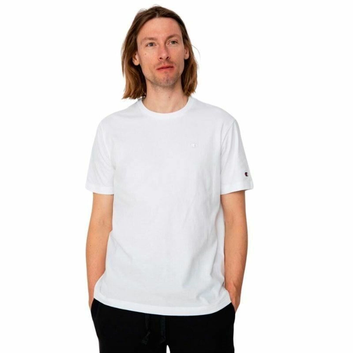 Ανδρική Μπλούζα με Κοντό Μανίκι Champion Crewneck Λευκό