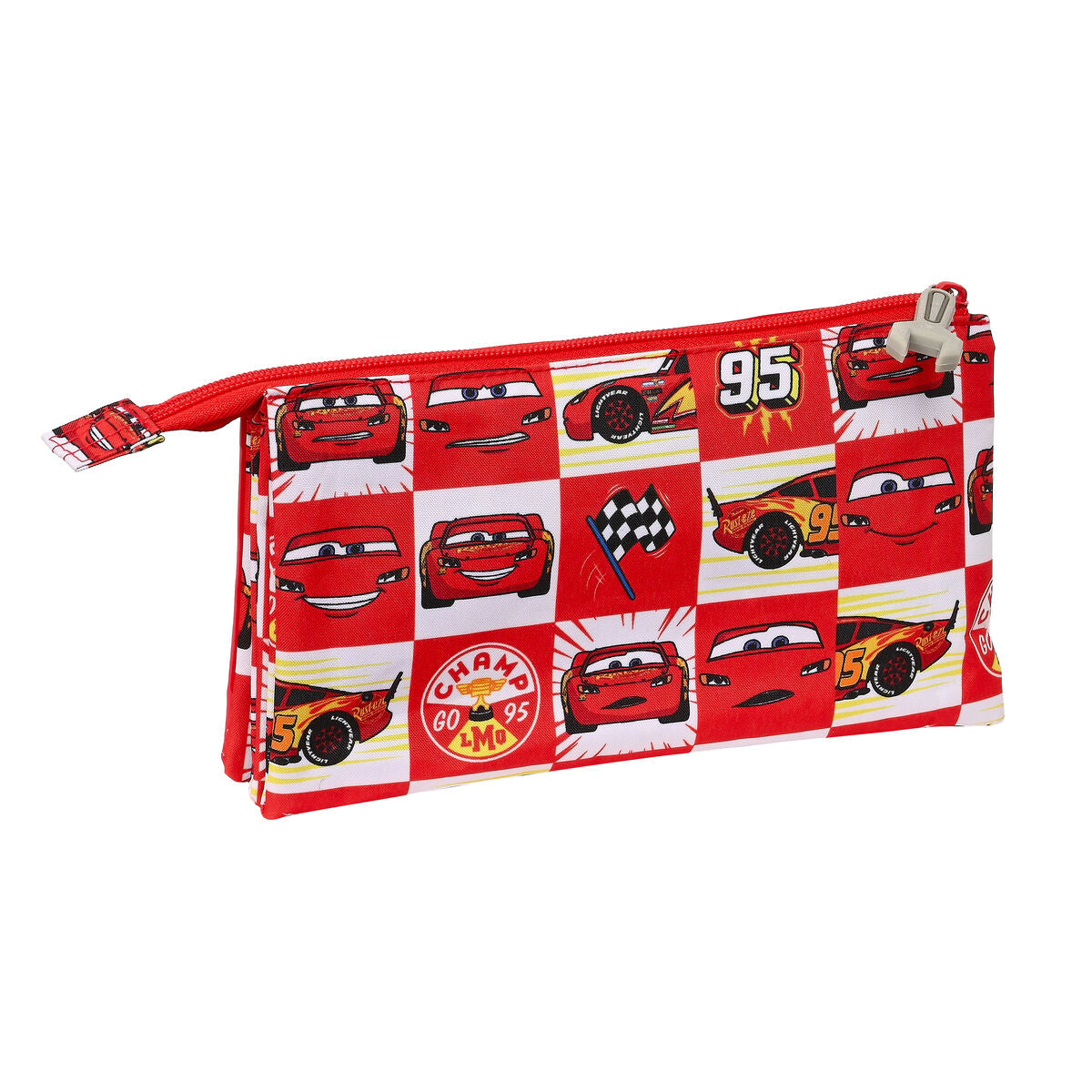 Τριπλή Κασετίνα Cars Let's race Κόκκινο Λευκό (22 x 12 x 3 cm)