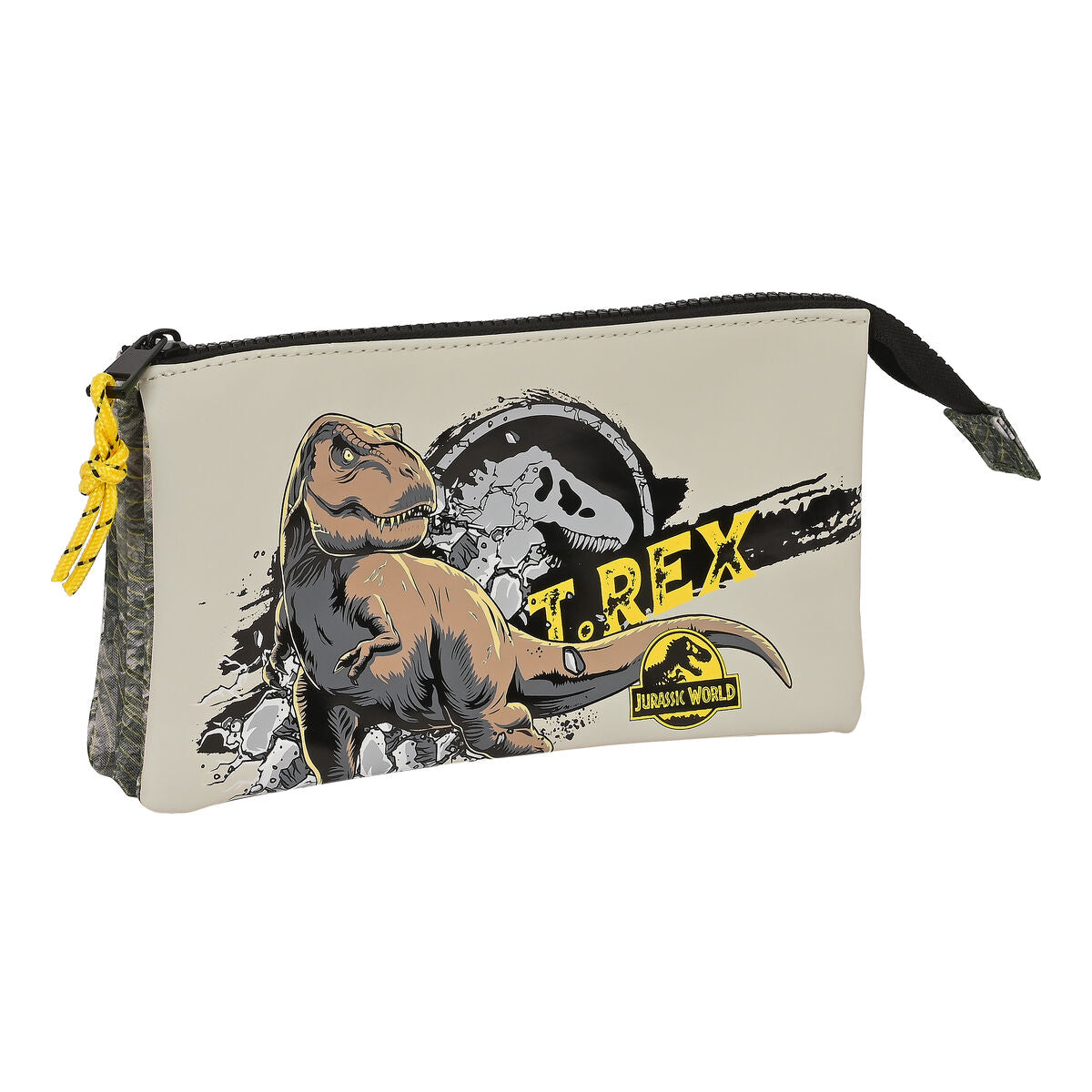 Τριπλή Κασετίνα Jurassic World Warning Γκρι 22 x 12 x 3 cm