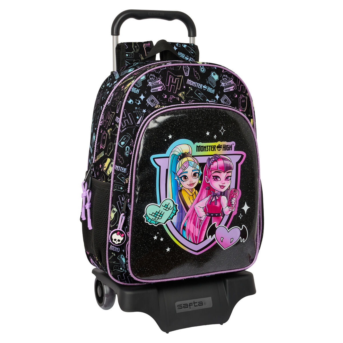 Σχολική Τσάντα με Ρόδες Monster High Μαύρο 33 x 42 x 14 cm