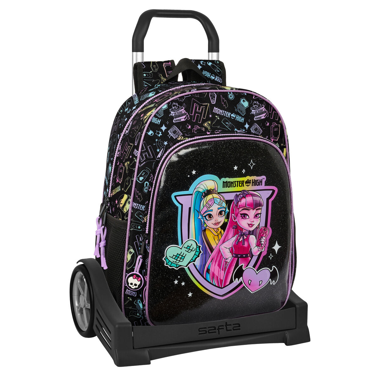 Σχολική Τσάντα με Ρόδες Monster High Μαύρο 33 x 42 x 14 cm