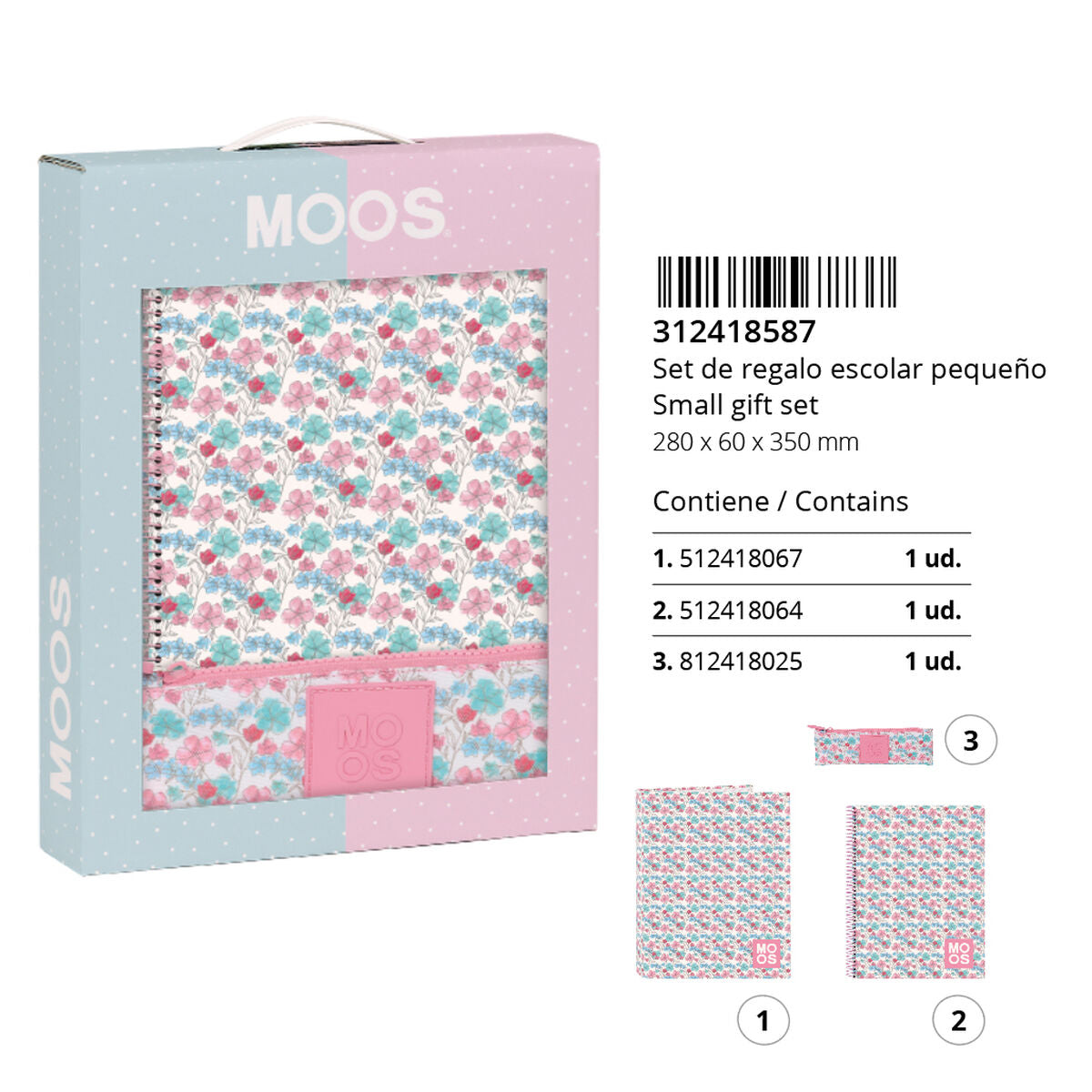 Σετ Χαρτικών Moos Flores 28 x 35 x 6 cm 3 Τεμάχια