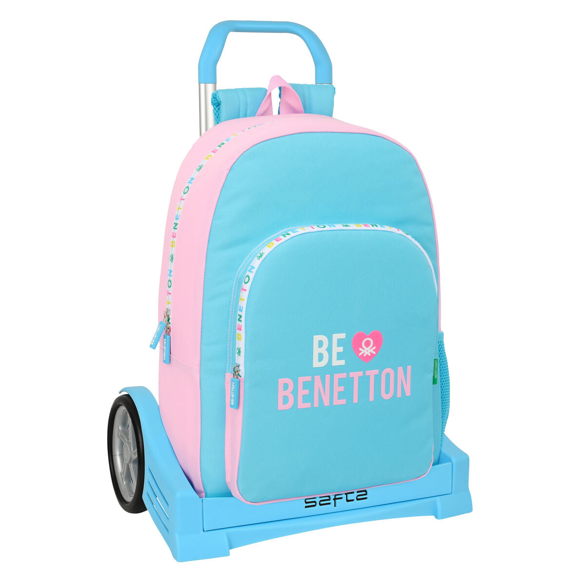 Σχολική Τσάντα με Ρόδες Benetton Unique Ροζ Τυρκουάζ 30 x 46 x 14 cm