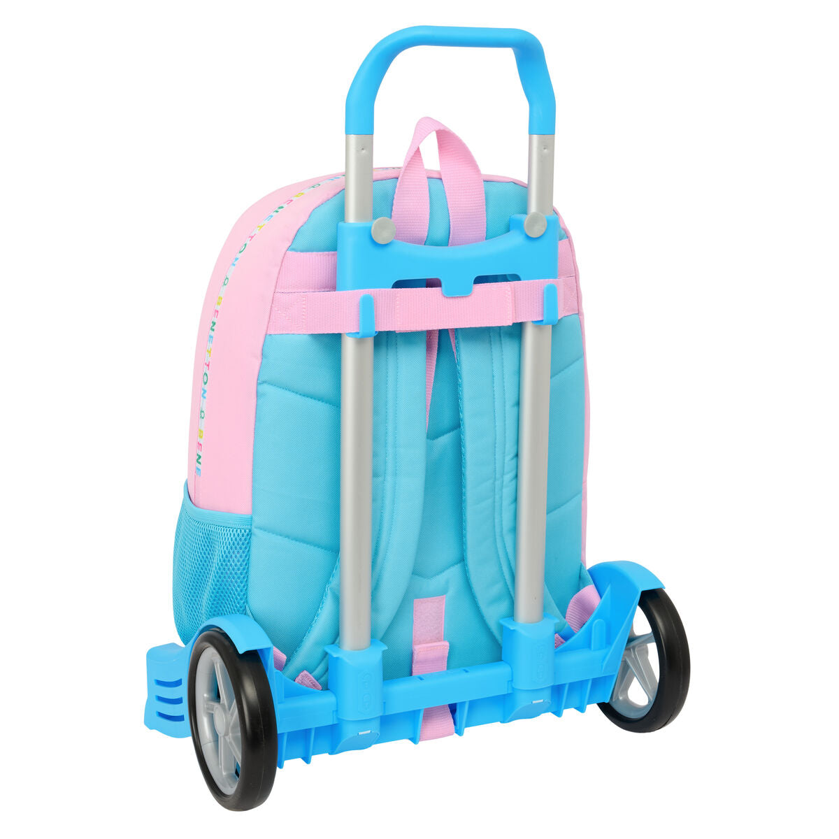 Σχολική Τσάντα με Ρόδες Benetton Unique Ροζ Τυρκουάζ 30 x 46 x 14 cm