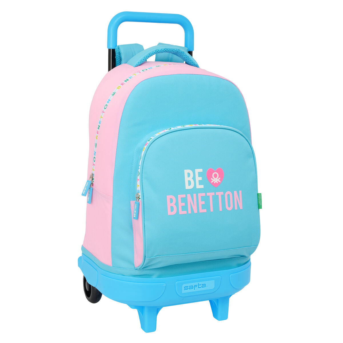 Σχολική Τσάντα με Ρόδες Benetton Unique Ροζ Τυρκουάζ 33 x 45 x 22 cm
