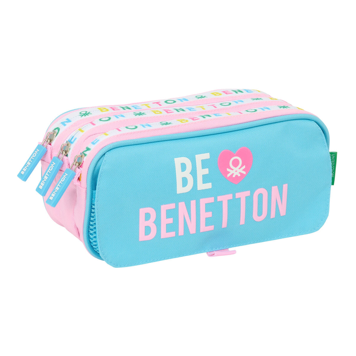 Τριπλή Κασετίνα Benetton Unique Ροζ Τυρκουάζ 21,5 x 10 x 8 cm
