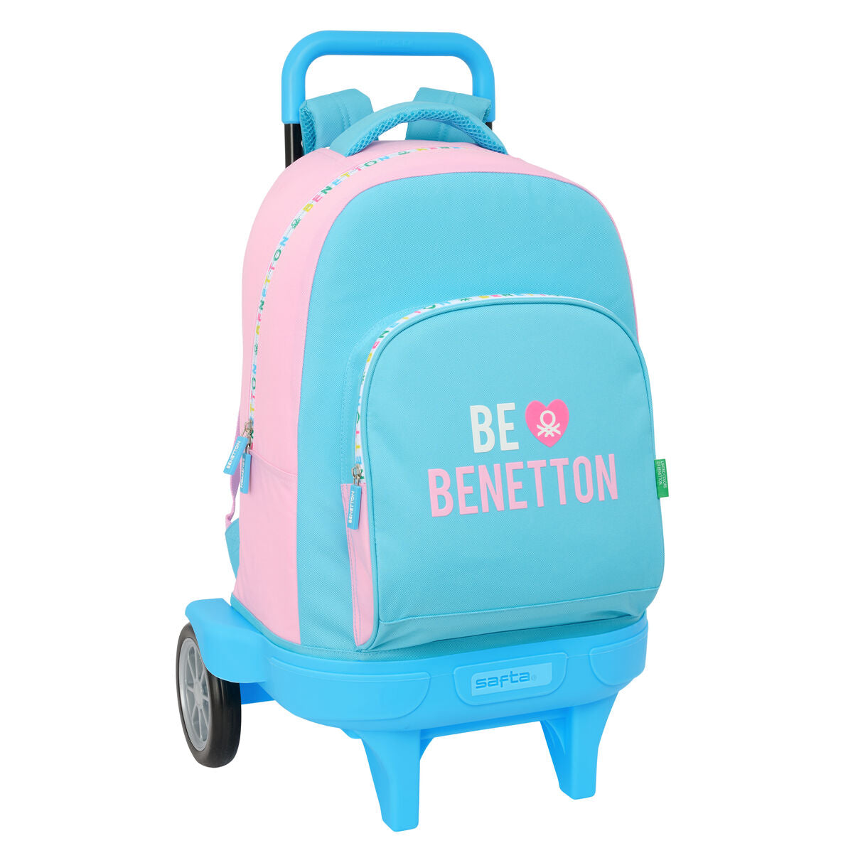 Σχολική Τσάντα με Ρόδες Benetton Unique Ροζ Τυρκουάζ 33 x 45 x 22 cm