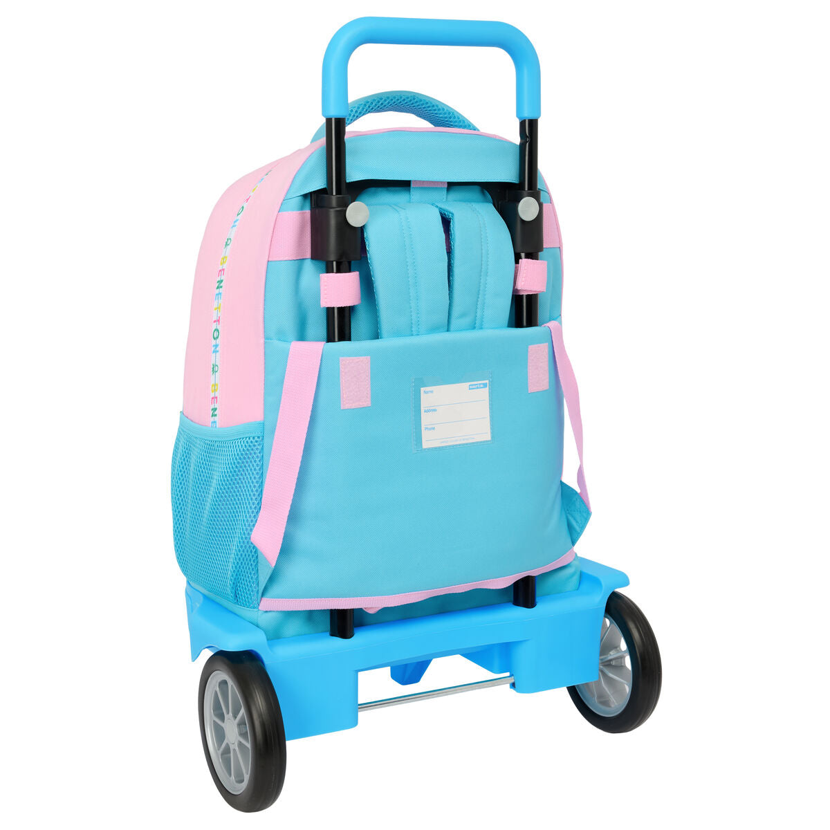 Σχολική Τσάντα με Ρόδες Benetton Unique Ροζ Τυρκουάζ 33 x 45 x 22 cm