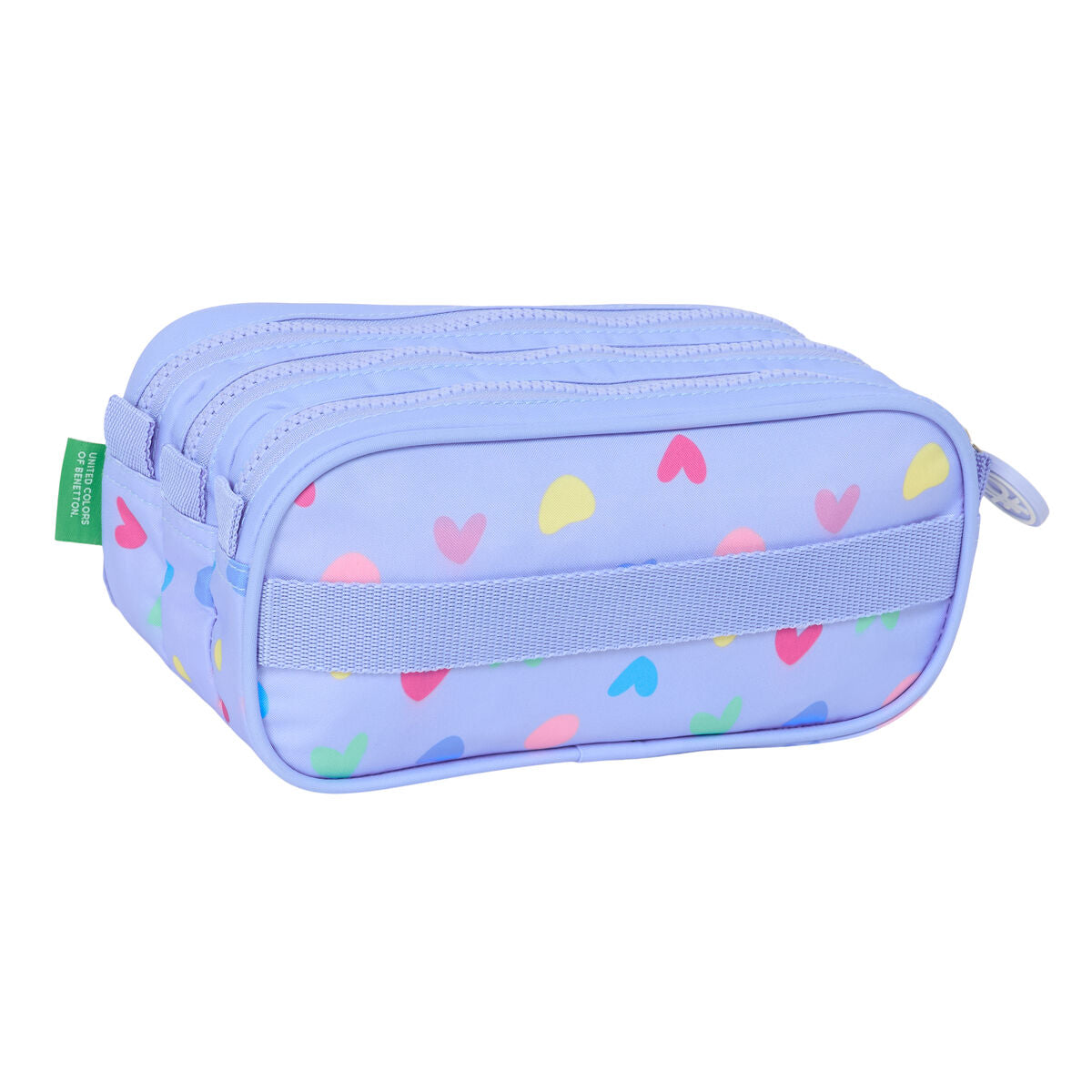 Τριπλή Κασετίνα Benetton Lila Λιλά 21,5 x 10 x 8 cm