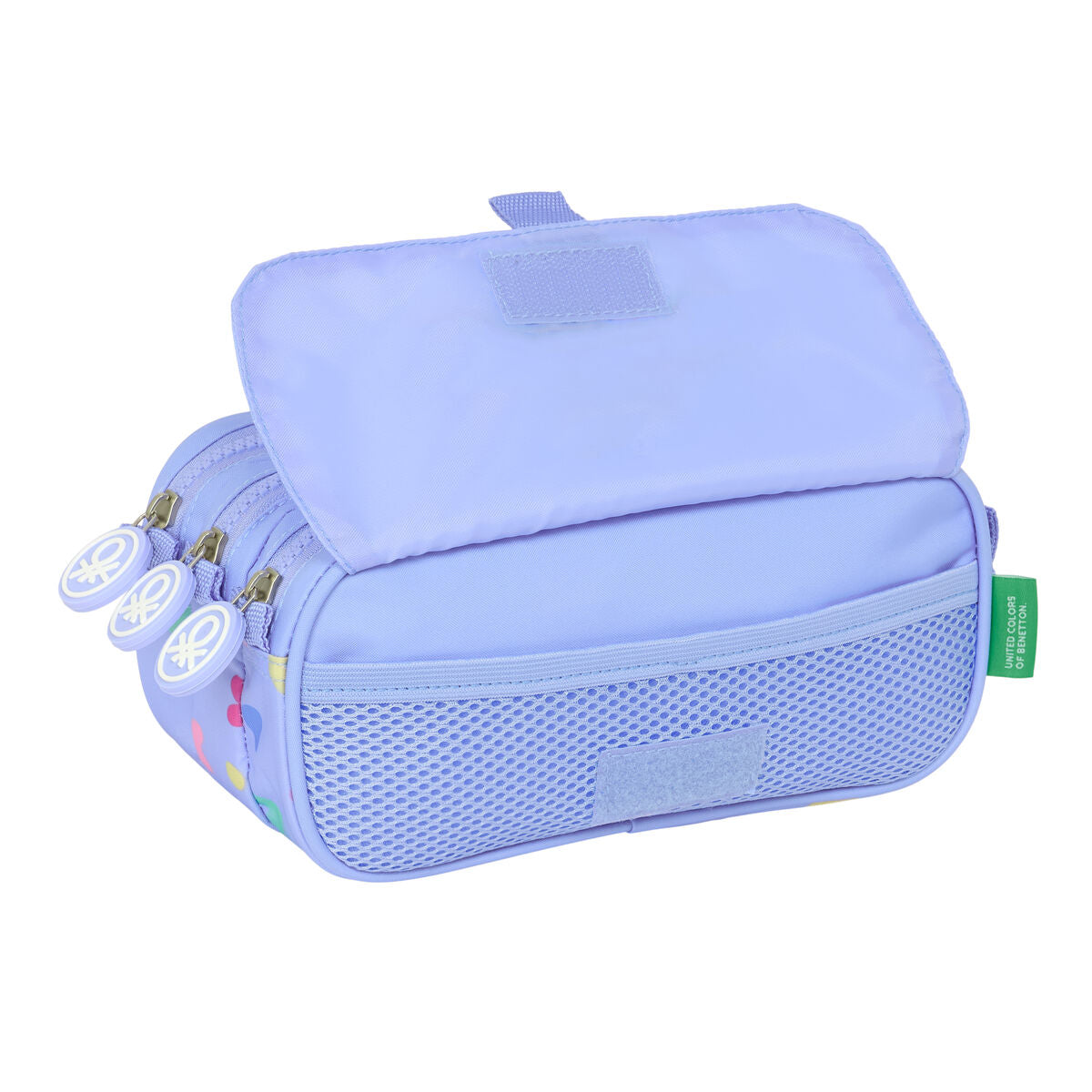 Τριπλή Κασετίνα Benetton Lila Λιλά 21,5 x 10 x 8 cm