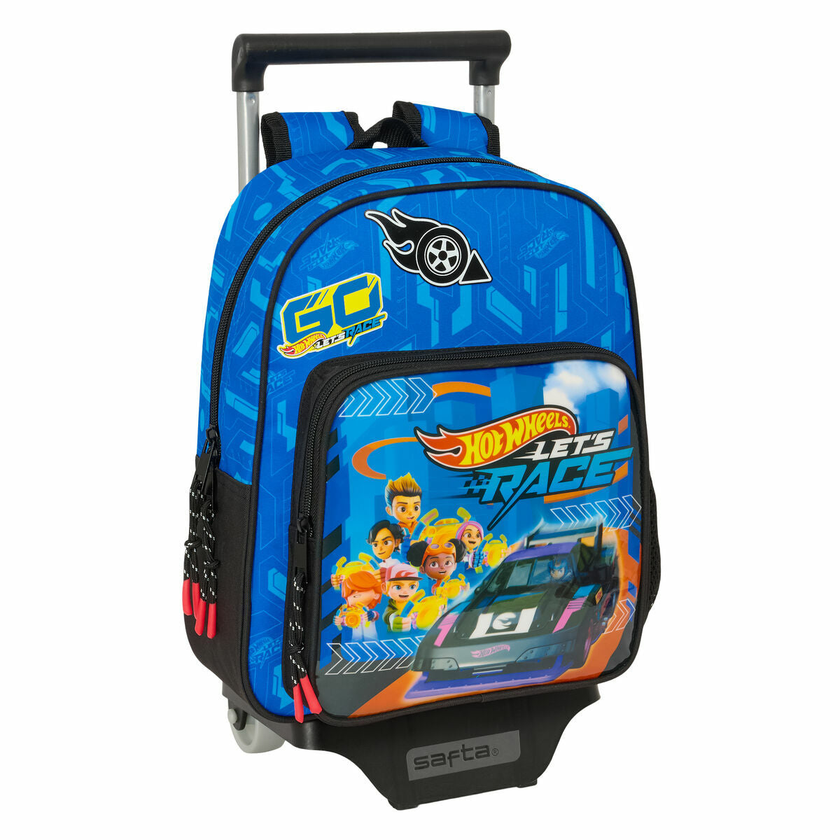 Σχολική Τσάντα με Ρόδες Hot Wheels Let's race Μπλε Μαύρο 27 x 10 x 67 cm