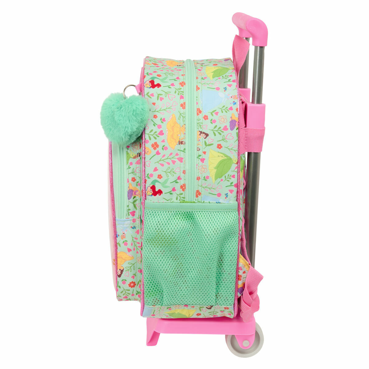 Σχολική Τσάντα με Ρόδες Disney Princess Bloom Πράσινο Ροζ 26 x 11 x 67 cm 26 x 34 x 11 cm