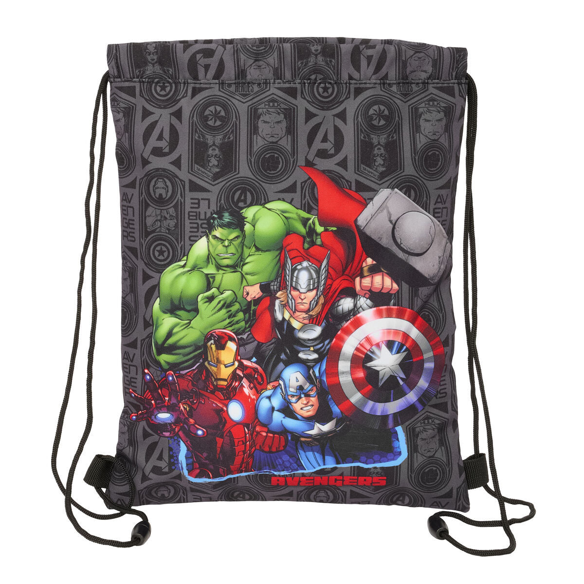 Σχολική Τσάντα με Σχοινιά The Avengers Vendetta Μαύρο 26 x 34 x 1 cm