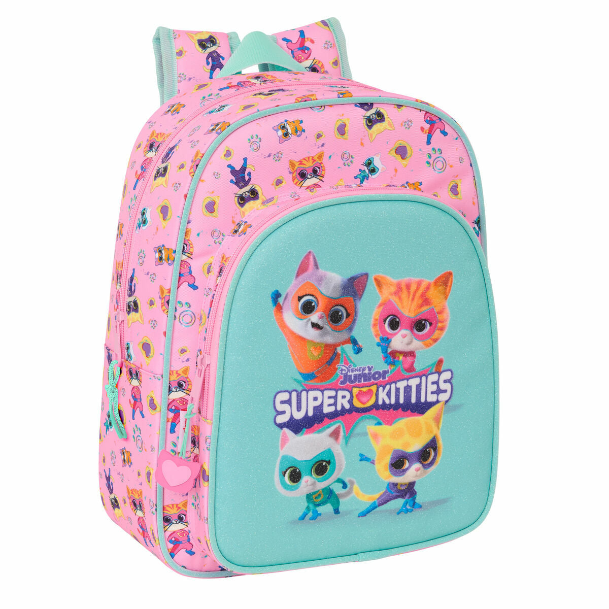 Σχολική Τσάντα SuperKitties Ροζ Τυρκουάζ 26 x 34 x 11 cm