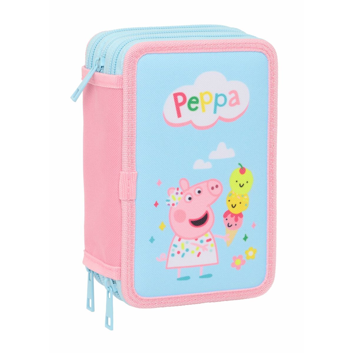 Τριπλή Κσετίνα Peppa Pig Μπλε 12,5 x 19,5 x 5,5 cm 37 Τεμάχια