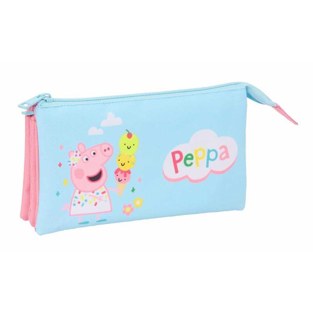 Τριπλή Κασετίνα Peppa Pig Μπλε 22 x 12 x 3 cm
