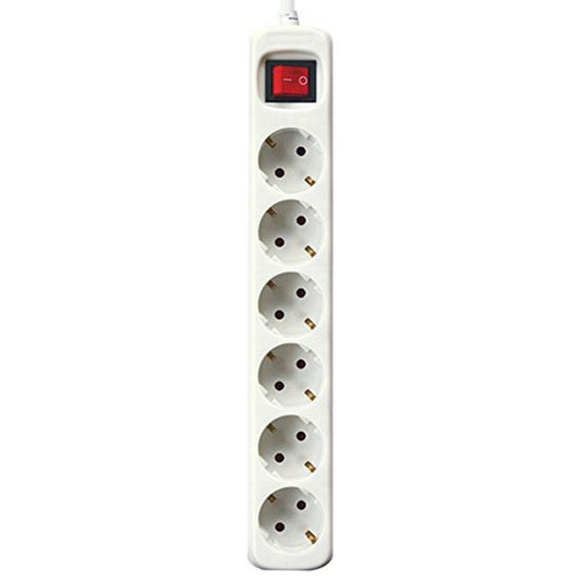 Πολύπριζο για Πρίζες 6 Θέσεων με Διακόπτη Silver Electronics Λευκό