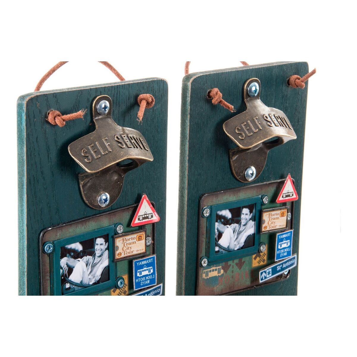 Ανοιχτήρι Μπουκαλιών DKD Home Decor Self Serve Ξύλο Μέταλλο (2 pcs) (26 x 12 x 9 cm)