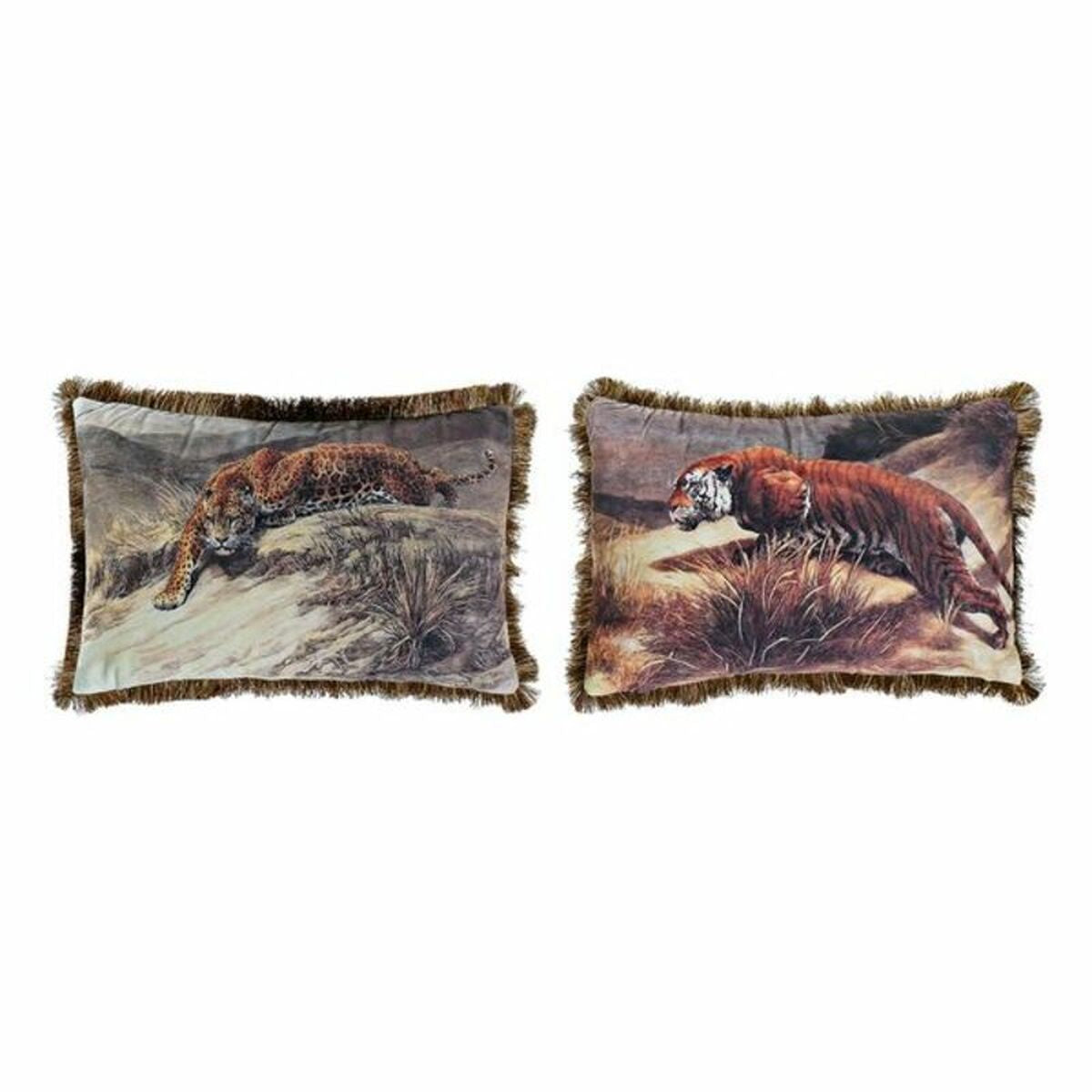 Μαξιλάρι DKD Home Decor Αλουμίνιο Αποικιακό Ζούγκλα (x2) (2 Τεμάχια)