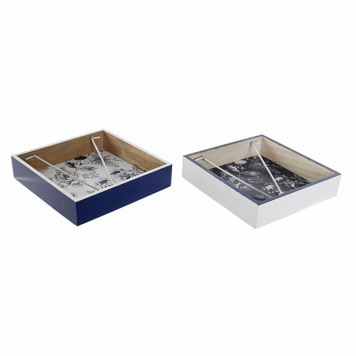 Θήκη για Χαρτοπετσέτες DKD Home Decor Μέταλλο Λευκό Ναυτικό Μπλε Ξύλο MDF (2 pcs)
